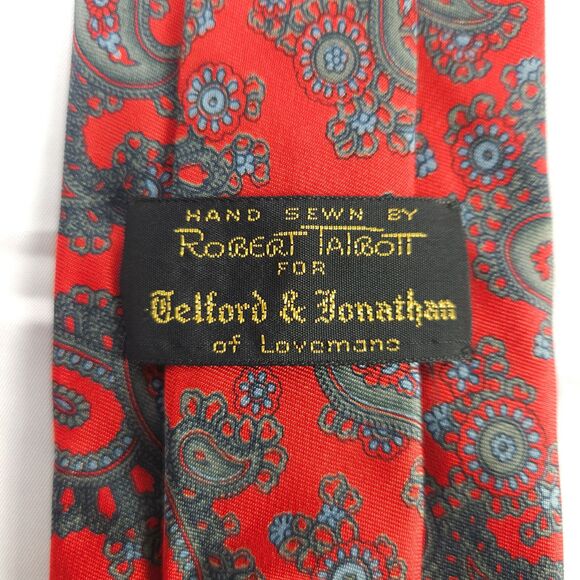 Robert Talbott Red Paisley Slim Short Silk Tie 3" x 56" Made in the USA - Picture 1 of 6